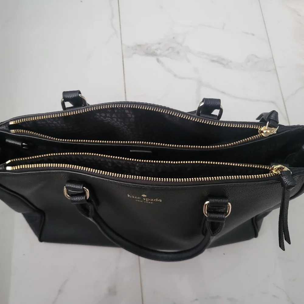 Kate Spade Black Leather Leighann Satchel / Tote Handbag (Mulberry Street) - Picture 14 of 14
